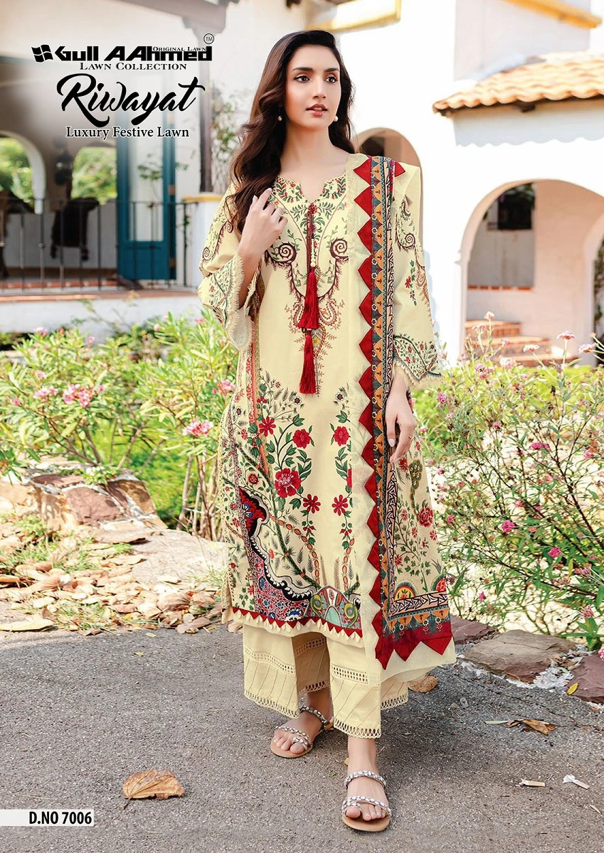 Gull Ahmed Riwayat Vol 7 Lawn Cotton Wholesale Pakistani Salwar Suit Catalog — Wholesale Pakistani Suits, MPA wholesale from Surat - Gallery Image 2